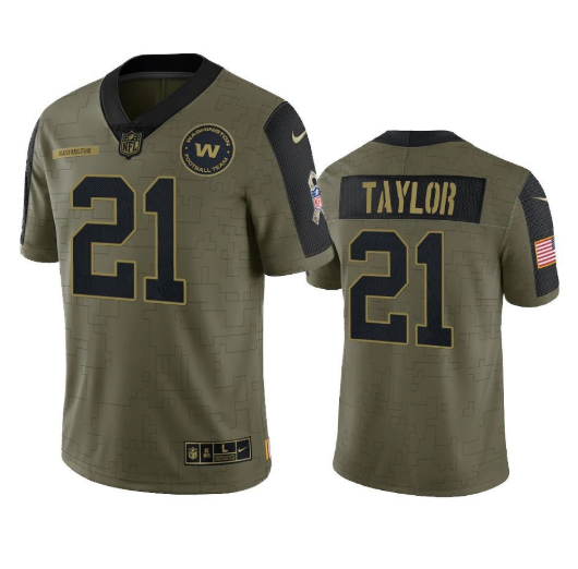 Men's Washington Football Team #21 Sean Taylor 2021 Olive Salute To Service Limited Stitched Jersey Men's Washington Football Team #21 Sean Taylor 2021 Olive Salute To Service Limited Stitched Jersey